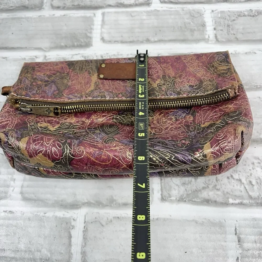 Patricia Nash Foldover Floral Embossed Leather Wristlet Clutch Handbag